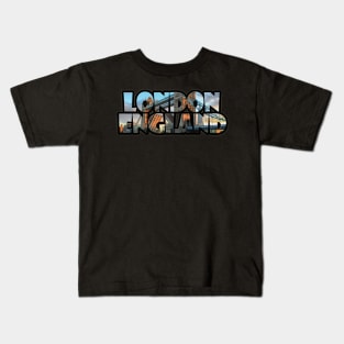 London, England Label with Tower Bridge Kids T-Shirt